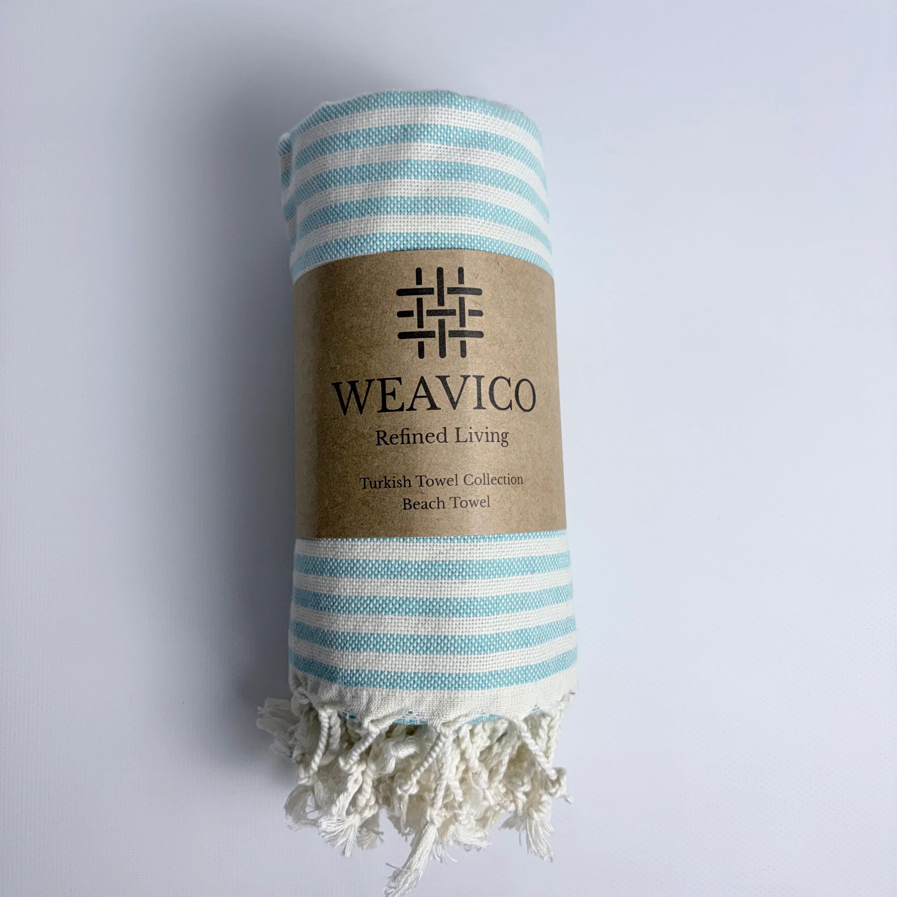 Weavico - Stripe Turkish Beach Towel - 100% Cotton - Turquoise