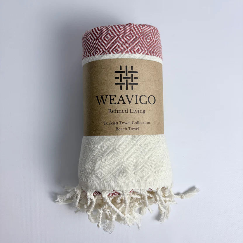 Weavico - Diamond Turkish Beach Towel - 100% Cotton - Terracotta