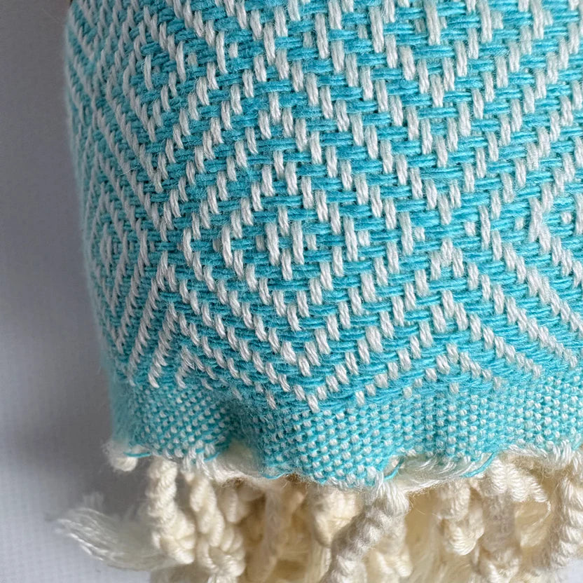 Weavico - Diamond Turkish Beach Towel - 100% Cotton - Turquoise