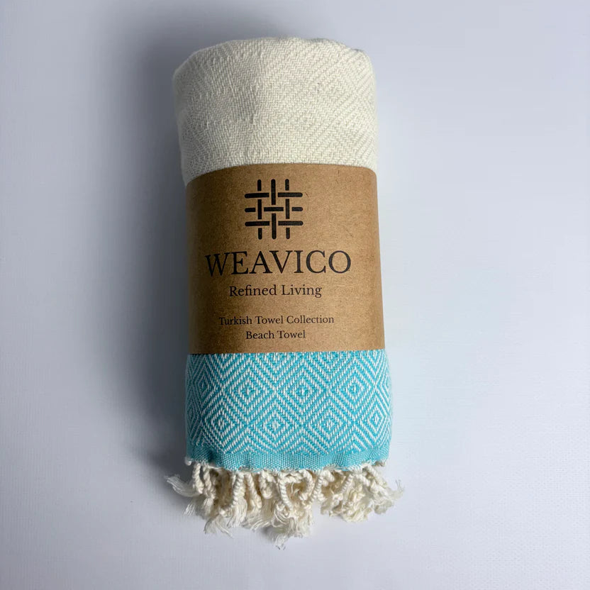Weavico - Diamond Turkish Beach Towel - 100% Cotton - Turquoise