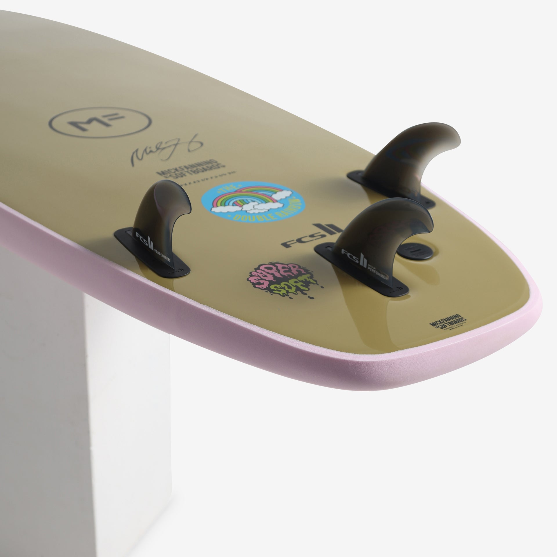 Mick Fanning Double Rainbow Super Soft (Screw Thru 3F) Surfboard - Pink/Soy