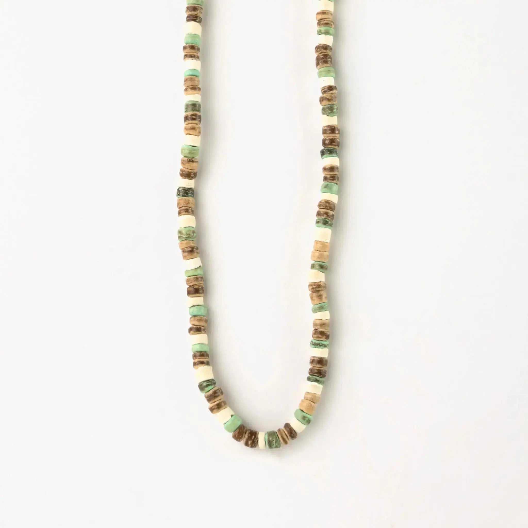 Pineapple Island Laut Turquoise Wood Necklace - Green/Brown