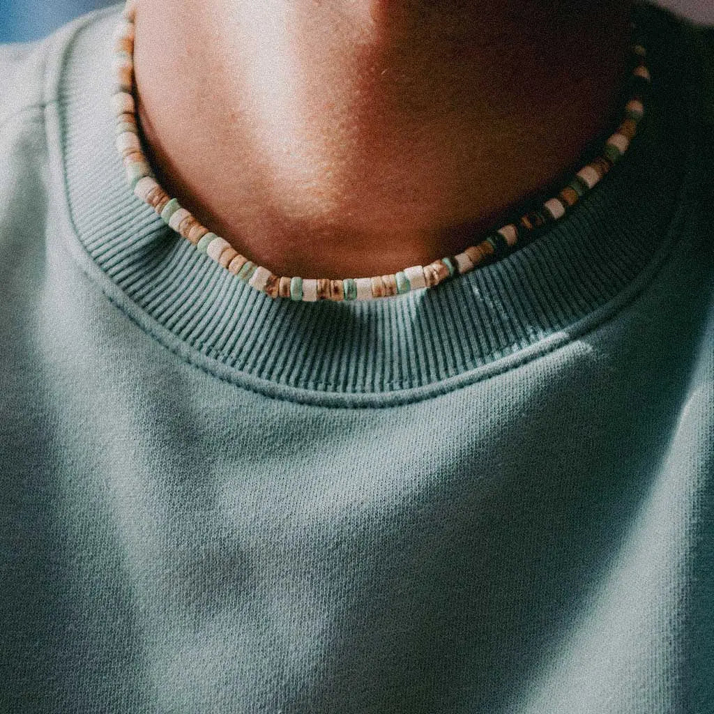 Pineapple Island Laut Turquoise Wood Necklace - Green/Brown