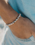 Pineapple Island Puncak Jaya Rhodonite Stretchy Bracelet - Natural Stone Pale Tones