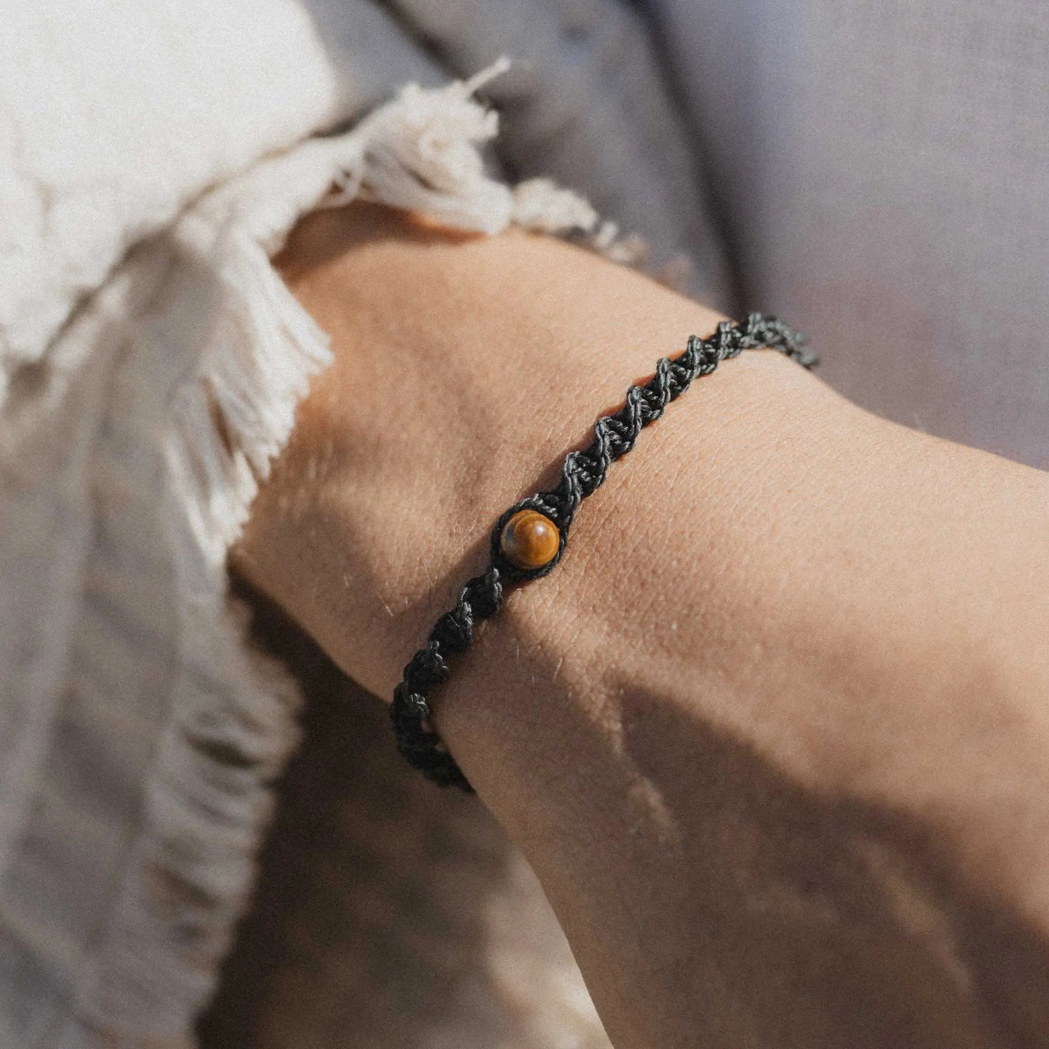 Pineapple Island Memutar Cord and Gemstone Bracelet - Tigers Eye