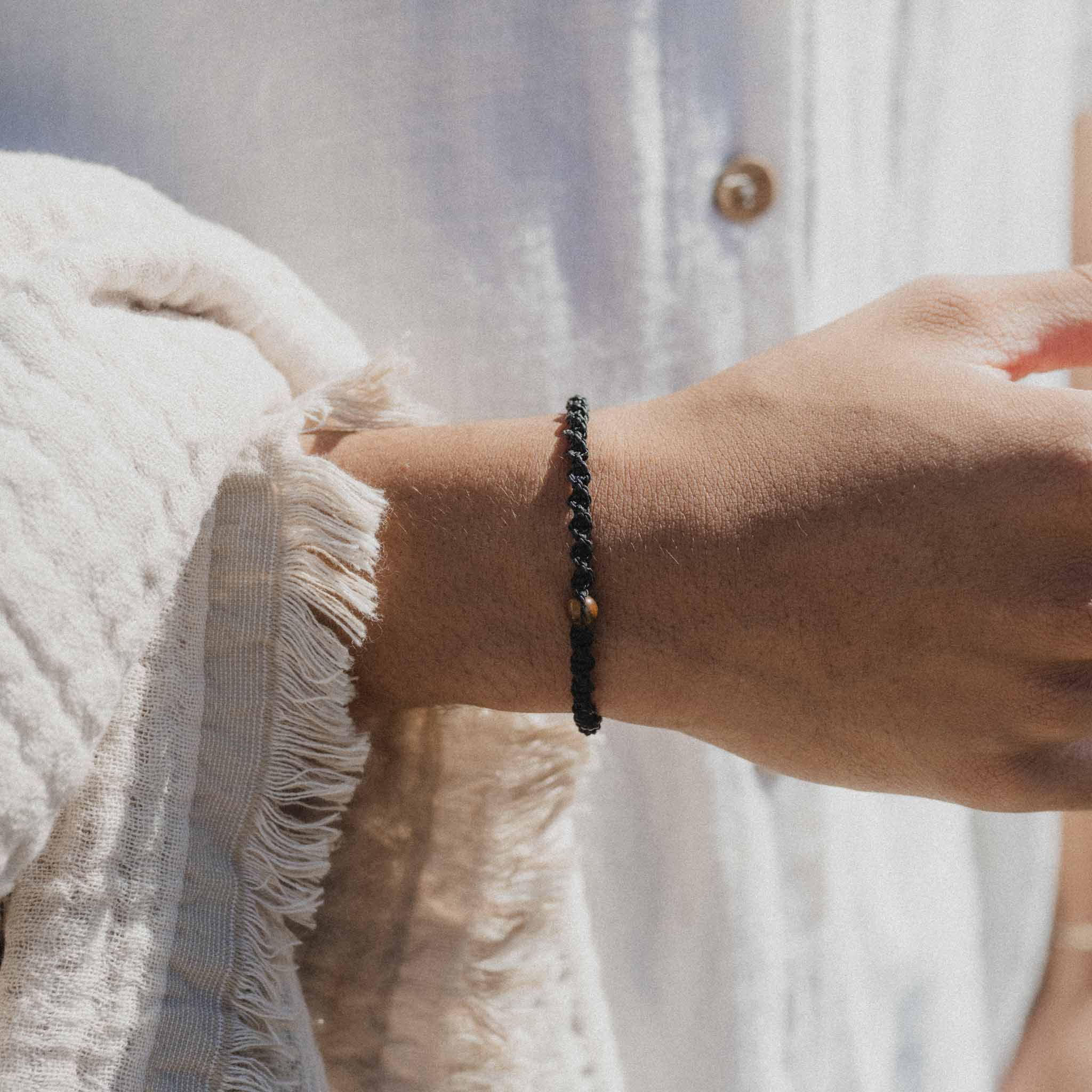 Pineapple Island Memutar Cord and Gemstone Bracelet - Tigers Eye