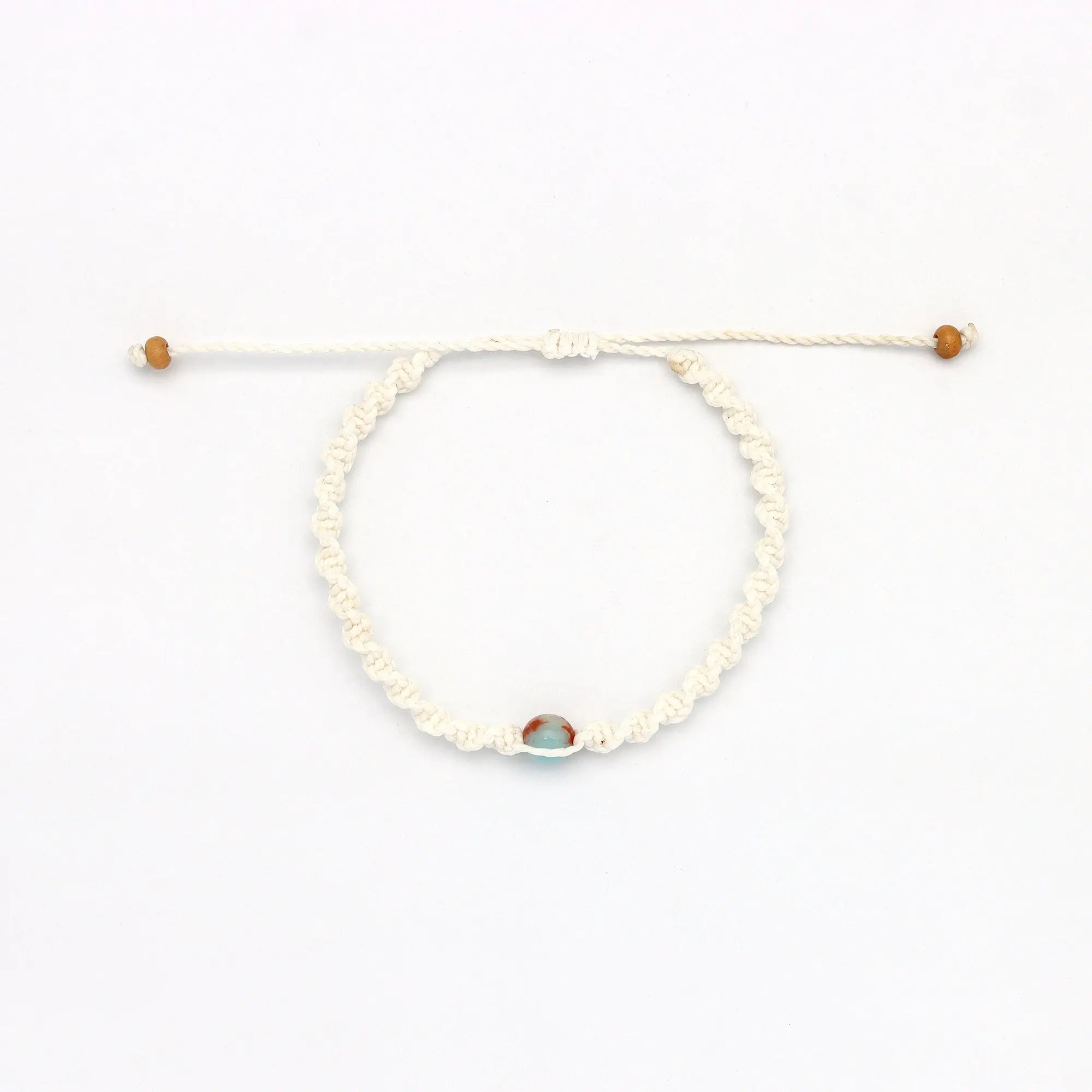 Pineapple Island Memutar Cord and Gemstone Bracelet - Agalmatolite