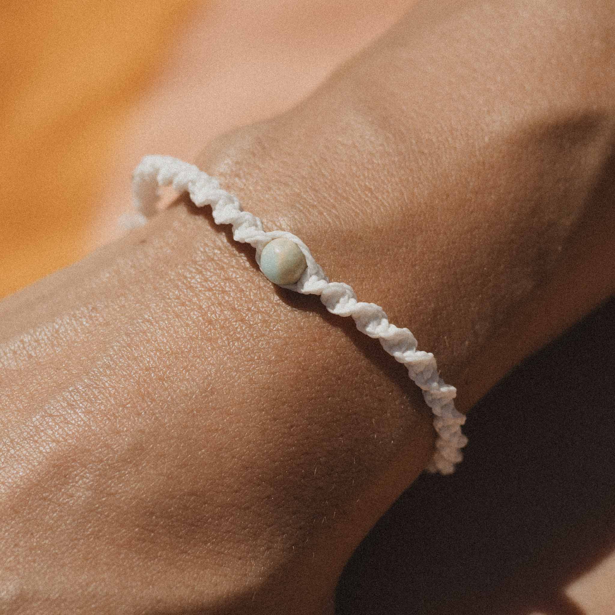 Pineapple Island Memutar Cord and Gemstone Bracelet - Agalmatolite