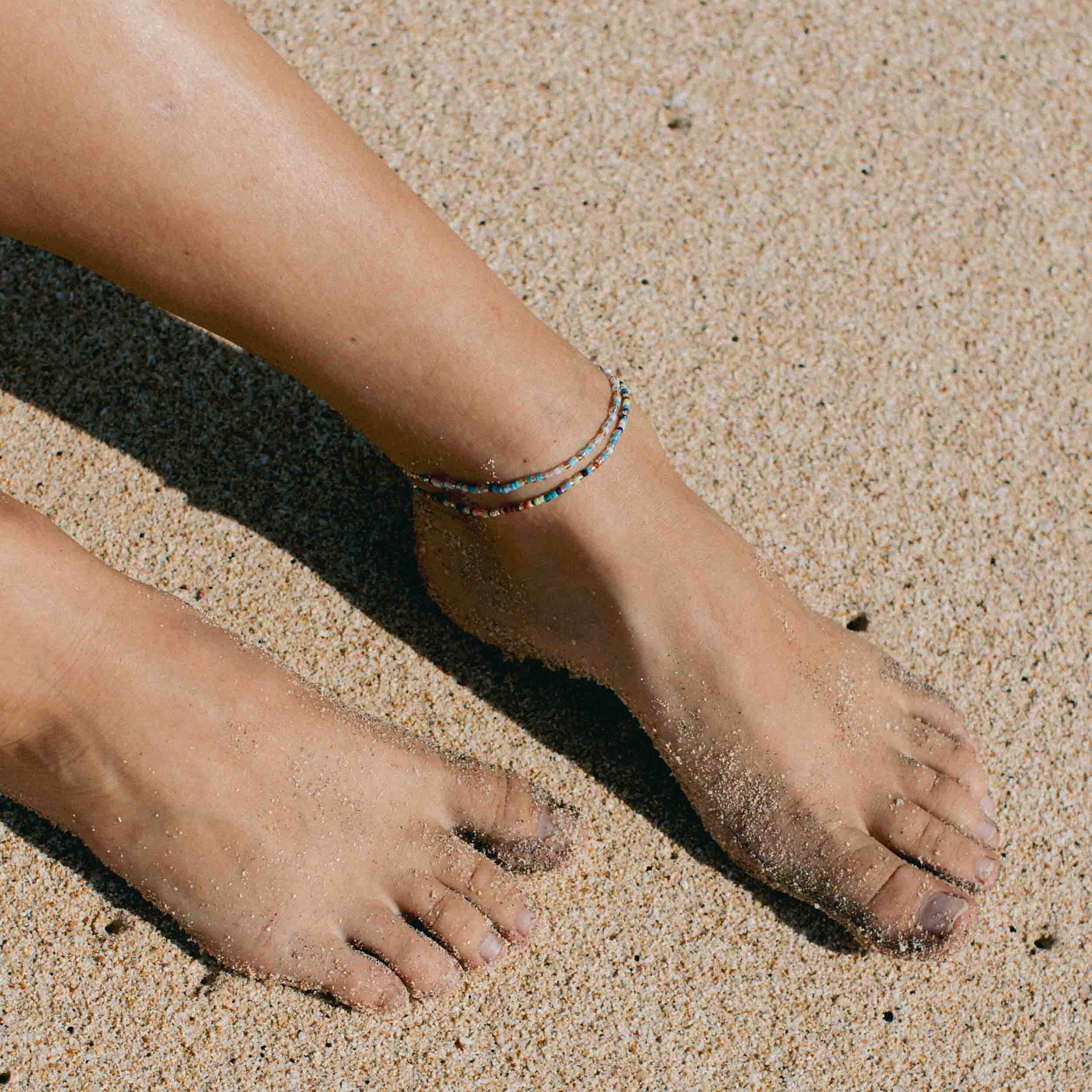Pineapple Island Alila Dainty Colourful Beaded Anklet - Multicoloured