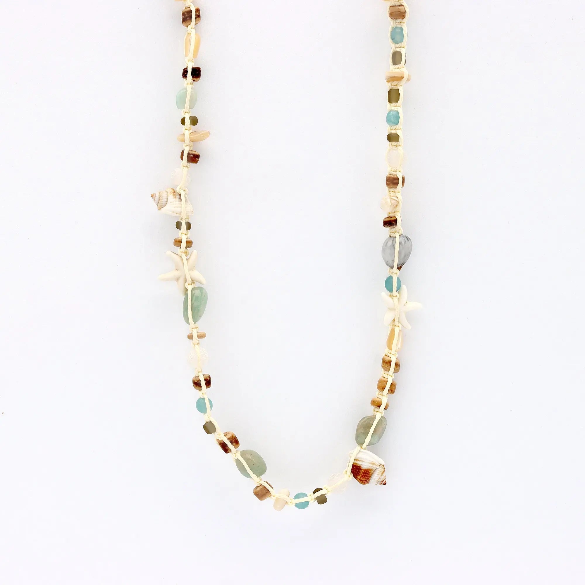 Pineapple Island Waiwai Kai Mixed Bead Necklace - Turquoise/Natural