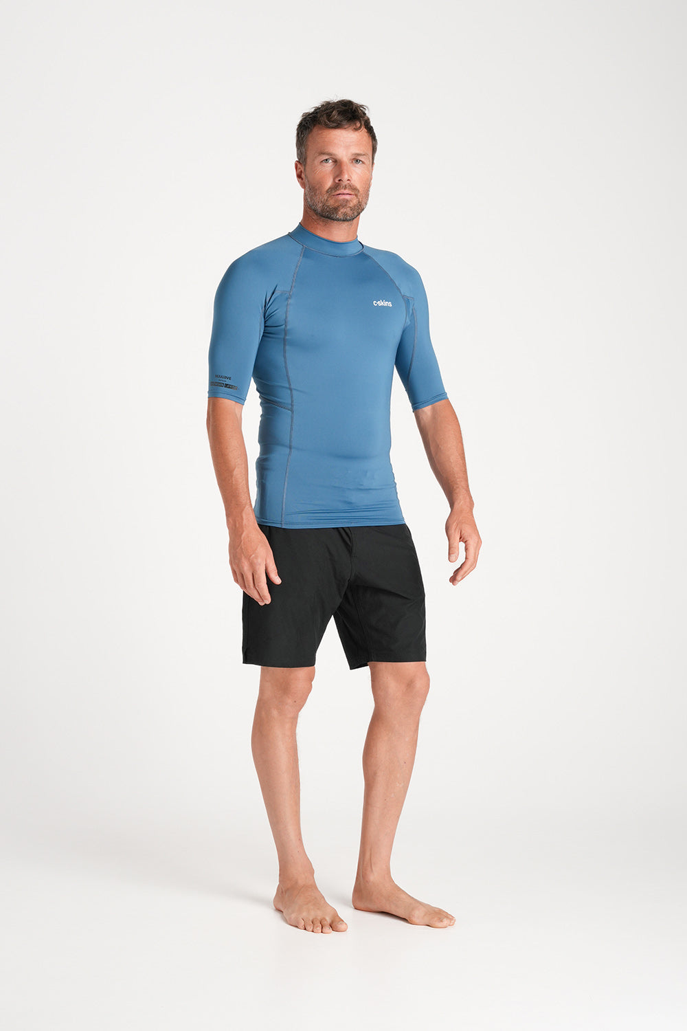 C-Skins Mens NuWave UV Basics Short Sleeve Vest - Steel Blue