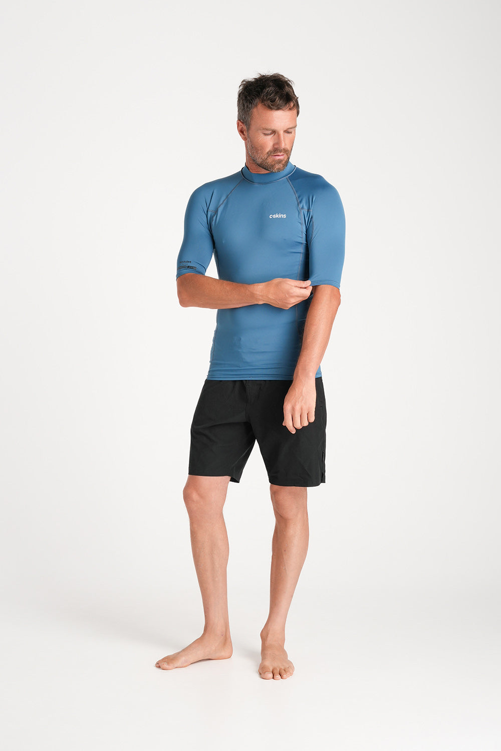 C-Skins Mens NuWave UV Basics Short Sleeve Vest - Steel Blue