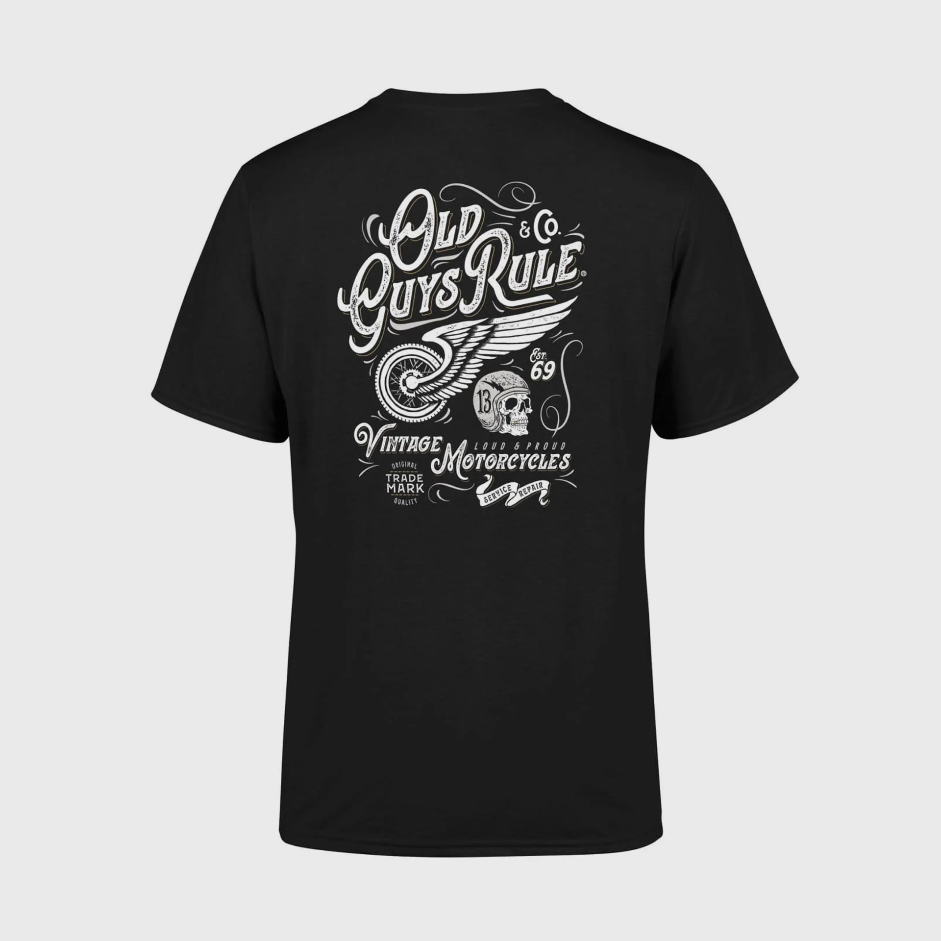 Old Guys Rule 'Vintage Motorcycles IV' T-Shirt - Black - ManGo Surfing