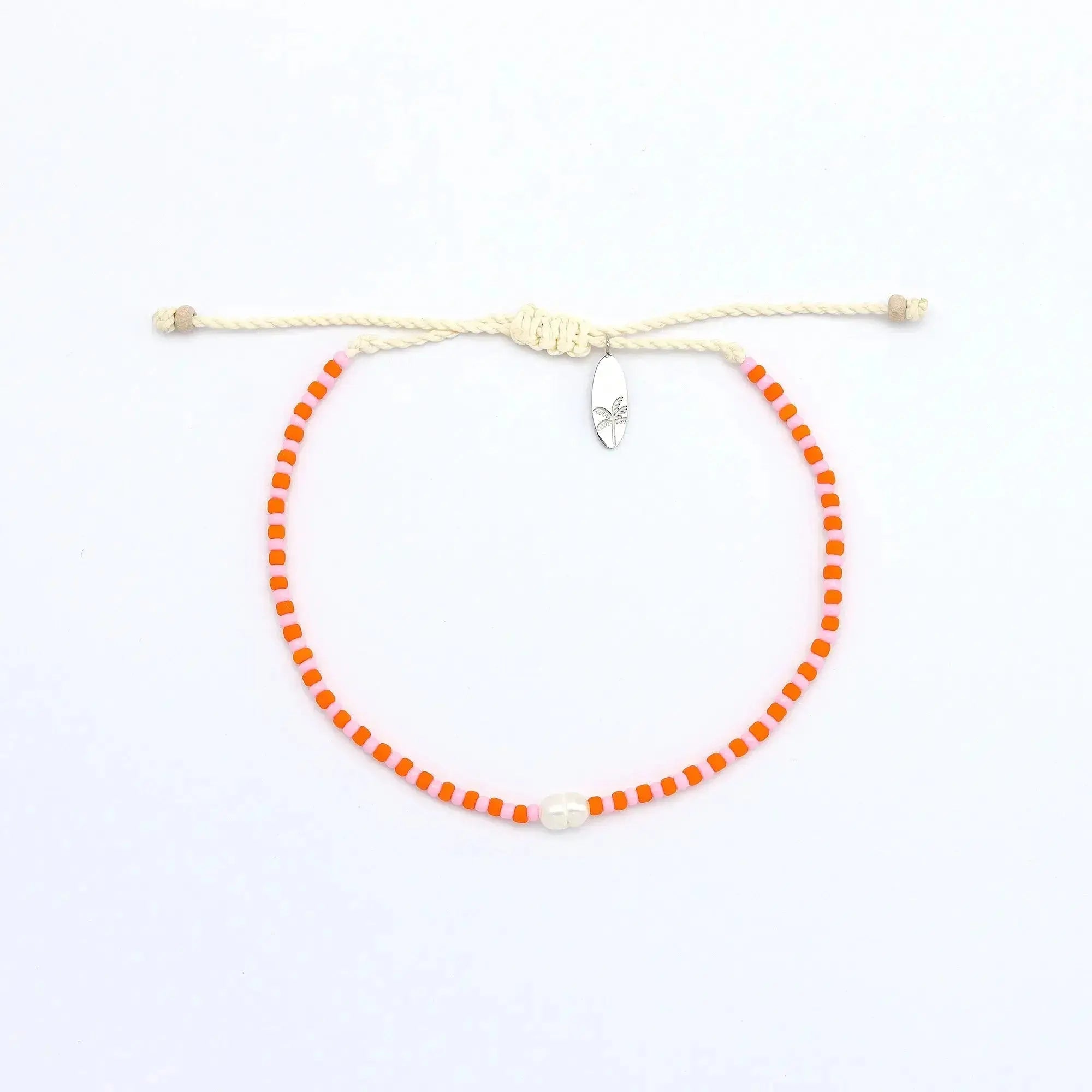Pineapple Island Mutiara Dainty Beaded Bracelet - Pink/Orange