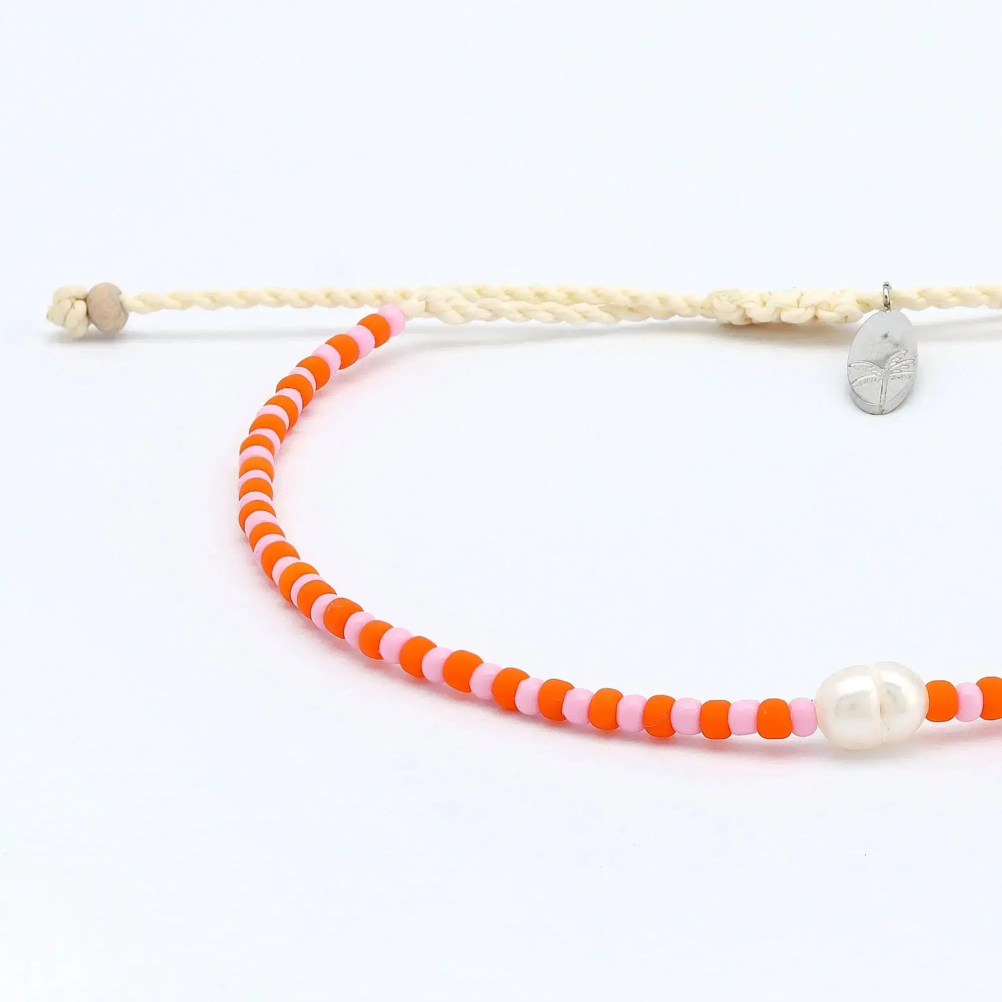 Pineapple Island Mutiara Dainty Beaded Bracelet - Pink/Orange