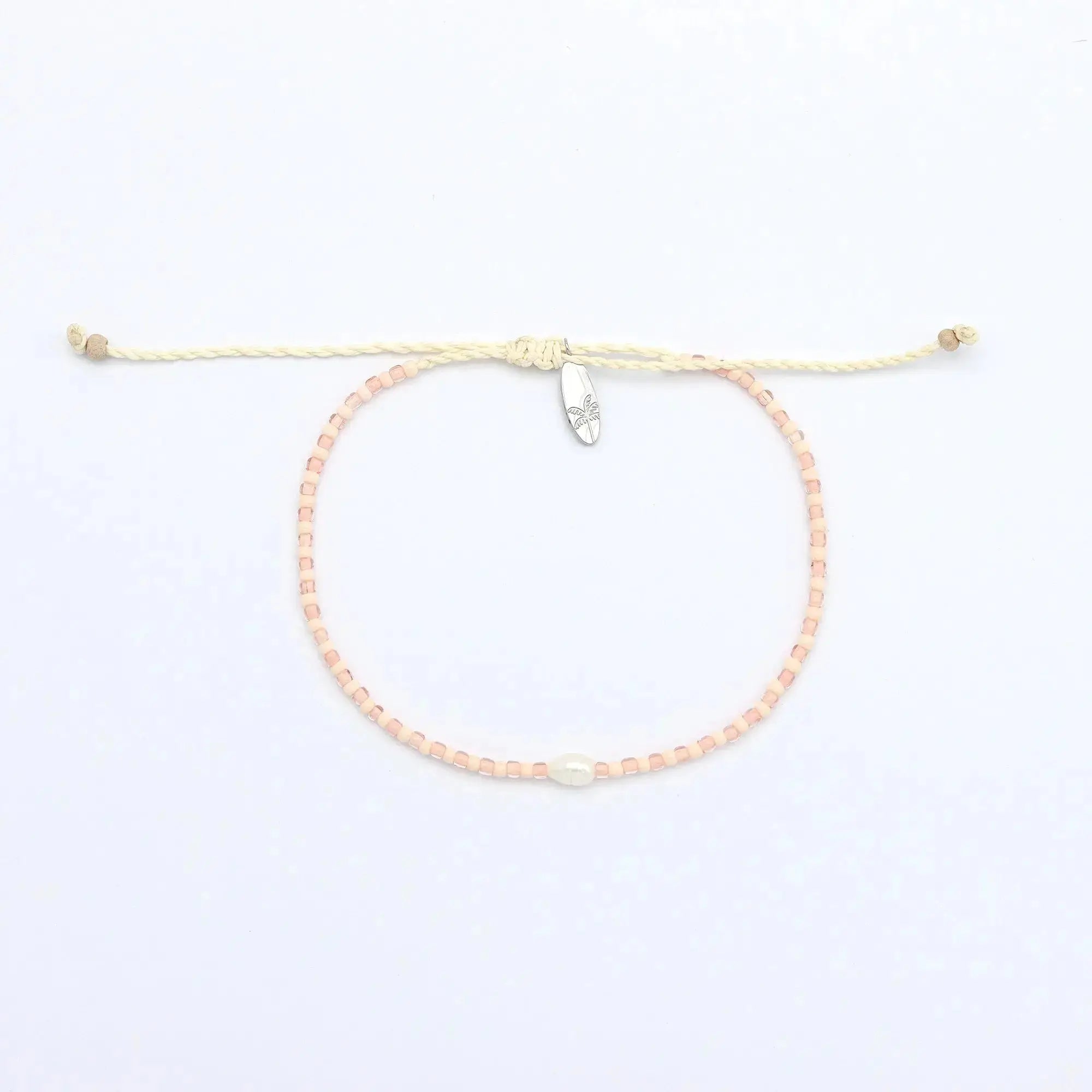 Pineapple Island Mutiara Dainty Beaded Anklet - Pale Pink