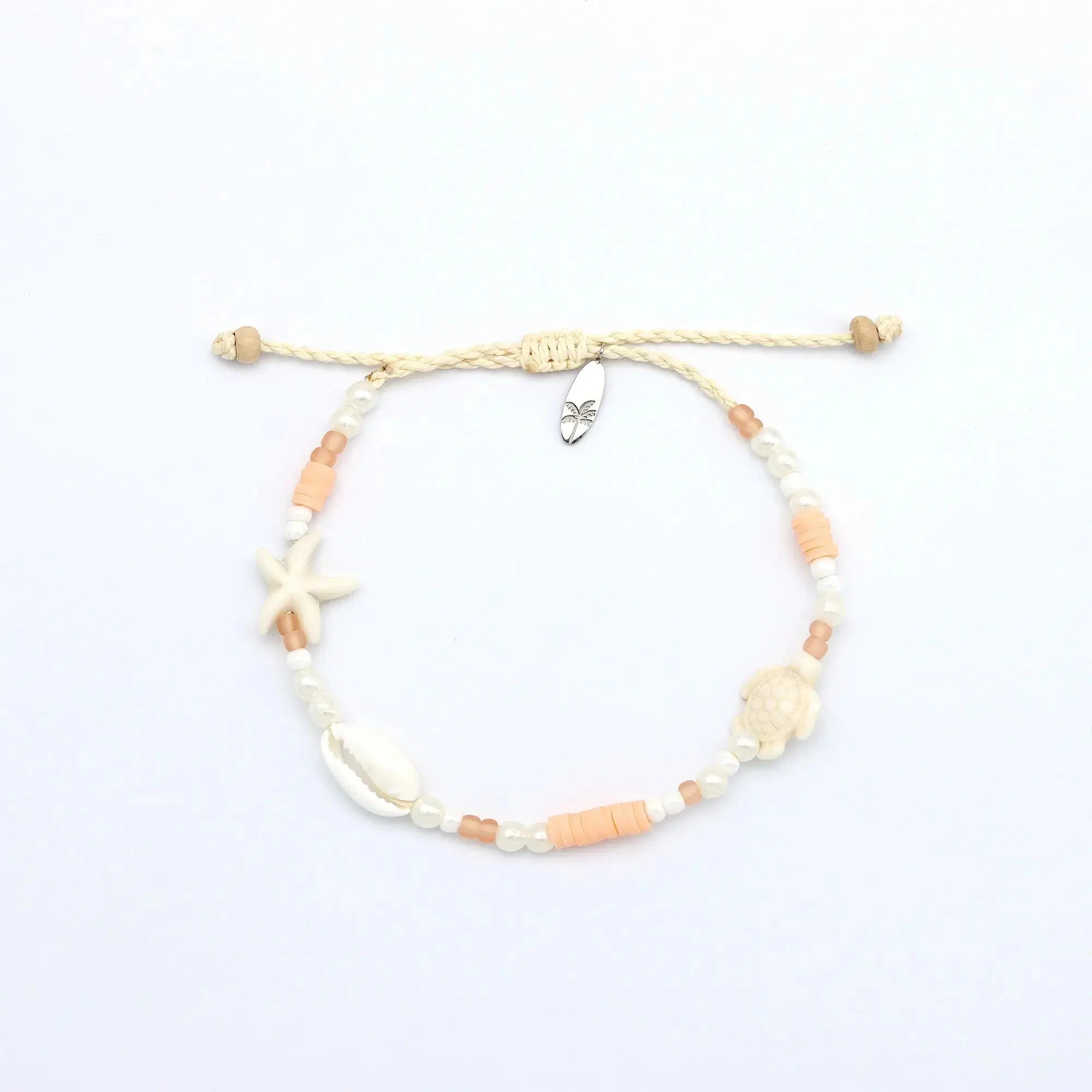 Pineapple Island Sagara Hati Beaded Charm Bracelet - Pink/White