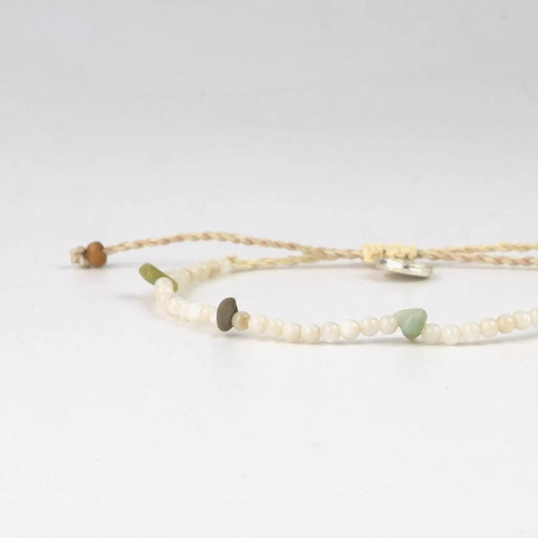 Pineapple Island Ka'ala Beaded Surfer Bracelet - Cream