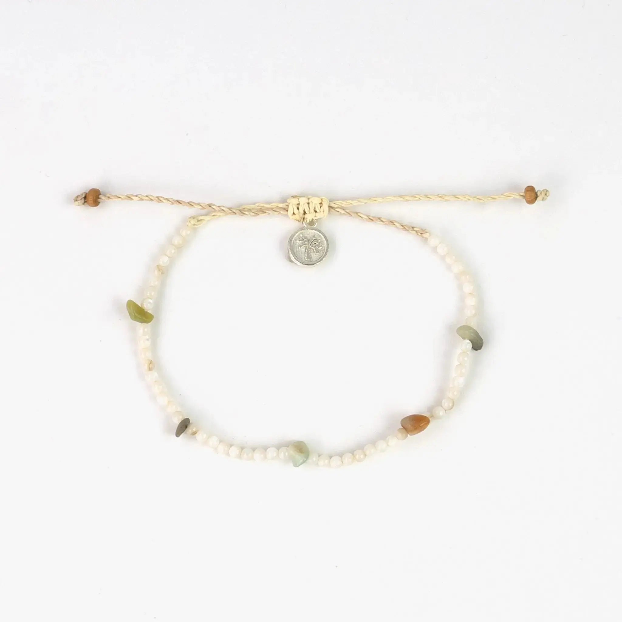 Pineapple Island Ka'ala Beaded Surfer Bracelet - Cream
