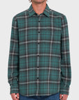 Volcom Mens Caden Plaid Long Sleeve Shirt - Sea Green