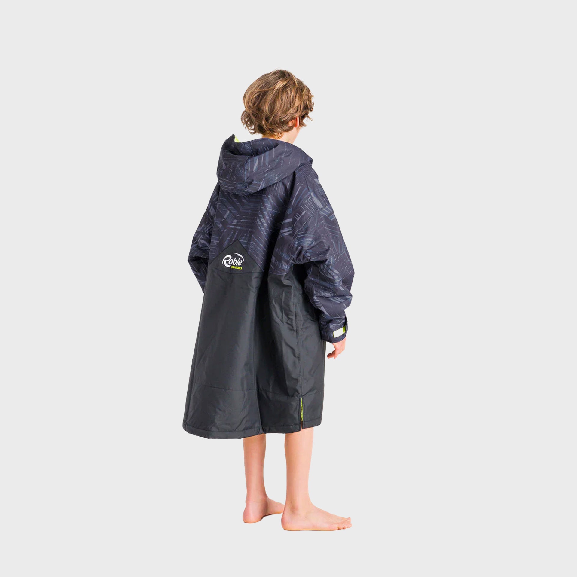 Robie Dry-Series Recycled Long Sleeve Junior Changing Robe - Black/Black Shade/Lime - ManGo Surfing