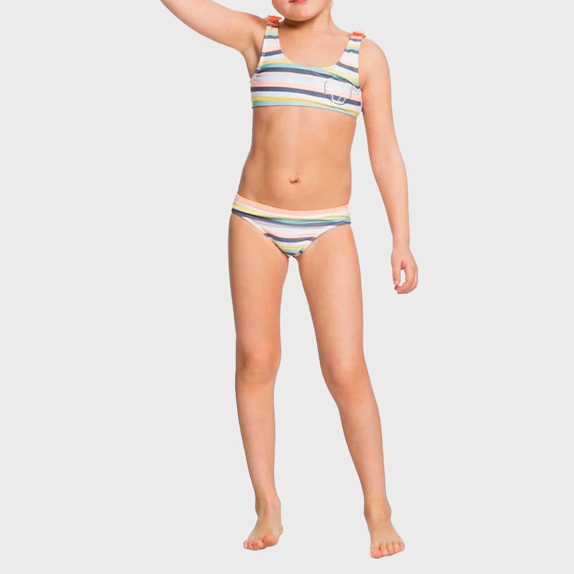 Roxy Lets Go Surfing Girls Bikini (Age 2-7)- Salmon Candy Stripes - ManGo Surfing