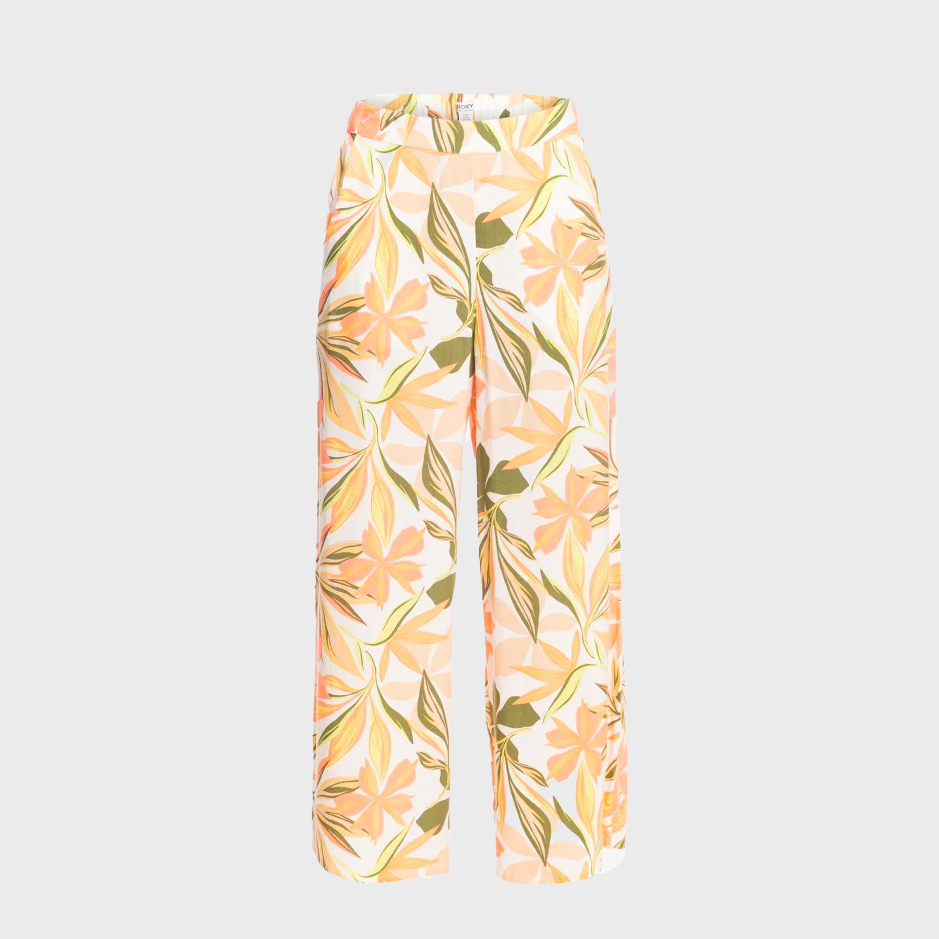 Roxy Midnight Avenue Womens High Rise Trousers - Snow White/Subtly Multi - ManGo Surfing