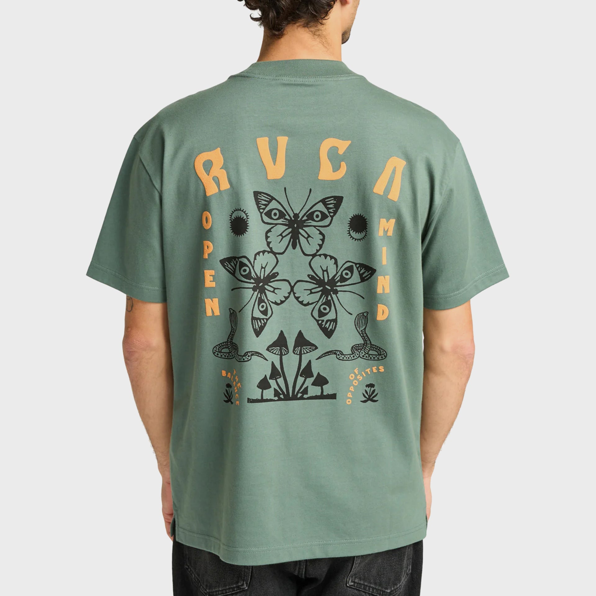 RVCA Mens Butterfly Poster T-Shirt - Balsam Green - ManGo Surfing