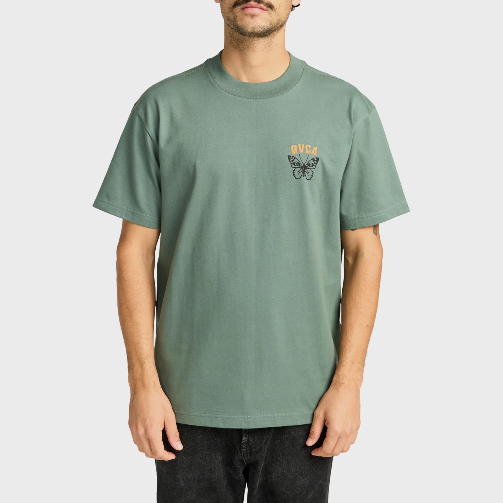 RVCA Mens Butterfly Poster T-Shirt - Balsam Green - ManGo Surfing