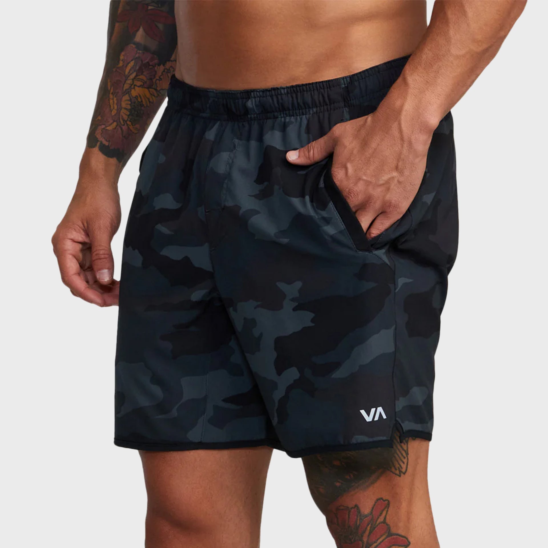 RVCA Mens Yogger Stretch 17&quot; Elasticated Shorts - Camouflage - ManGo Surfing