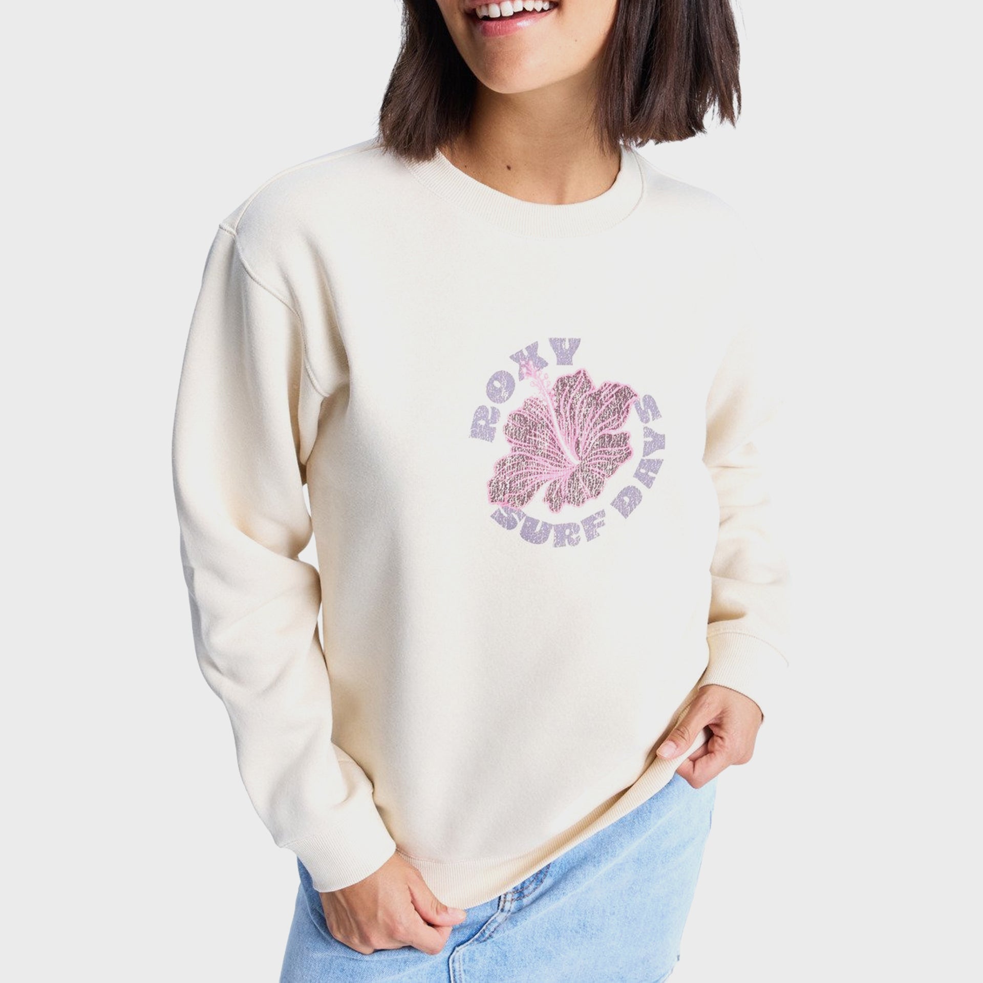 Roxy Womens Surf Stoked Brushed Sweatshirt - Parchment