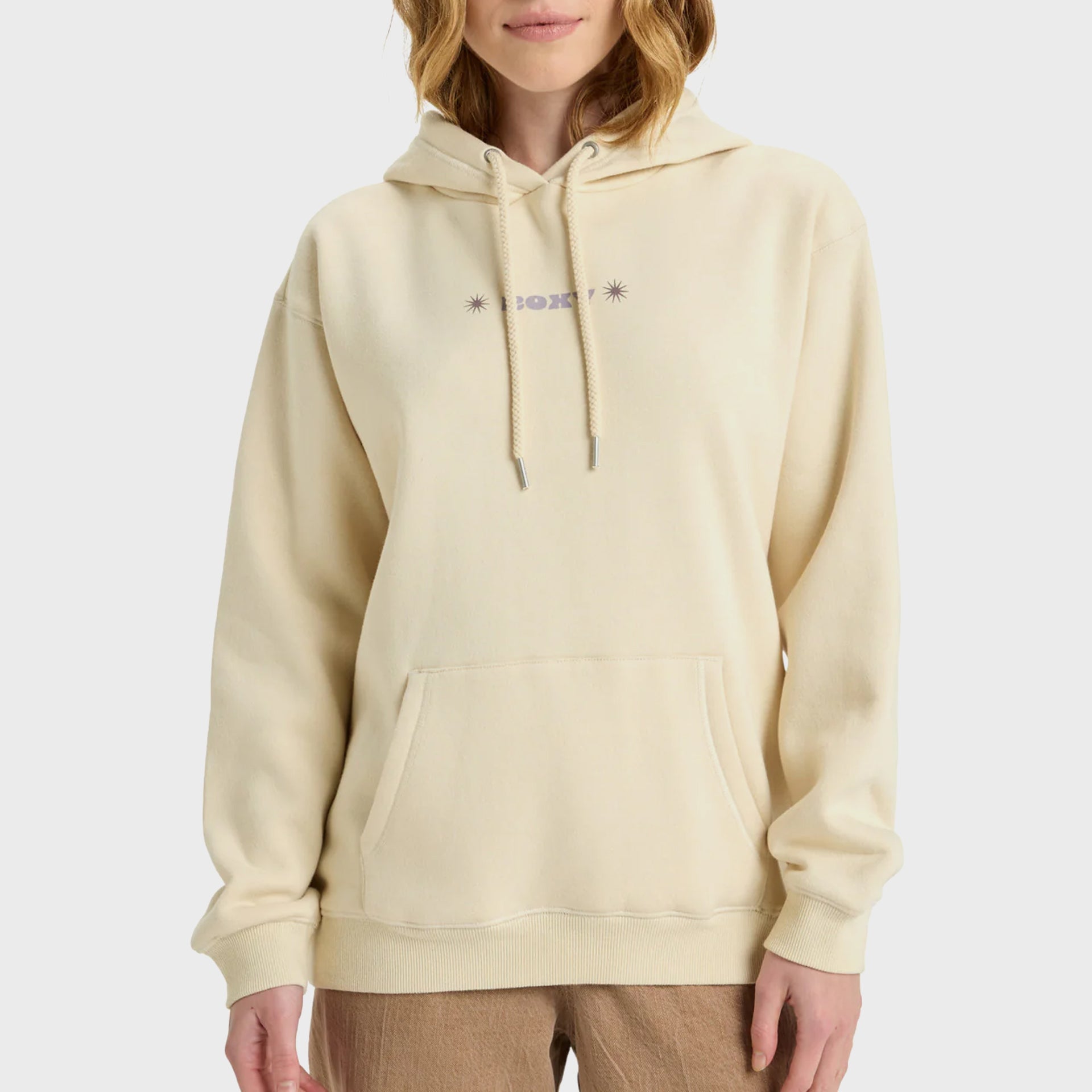 Roxy Womens Surf Stoked Brushed VT Hoodie - Parchment