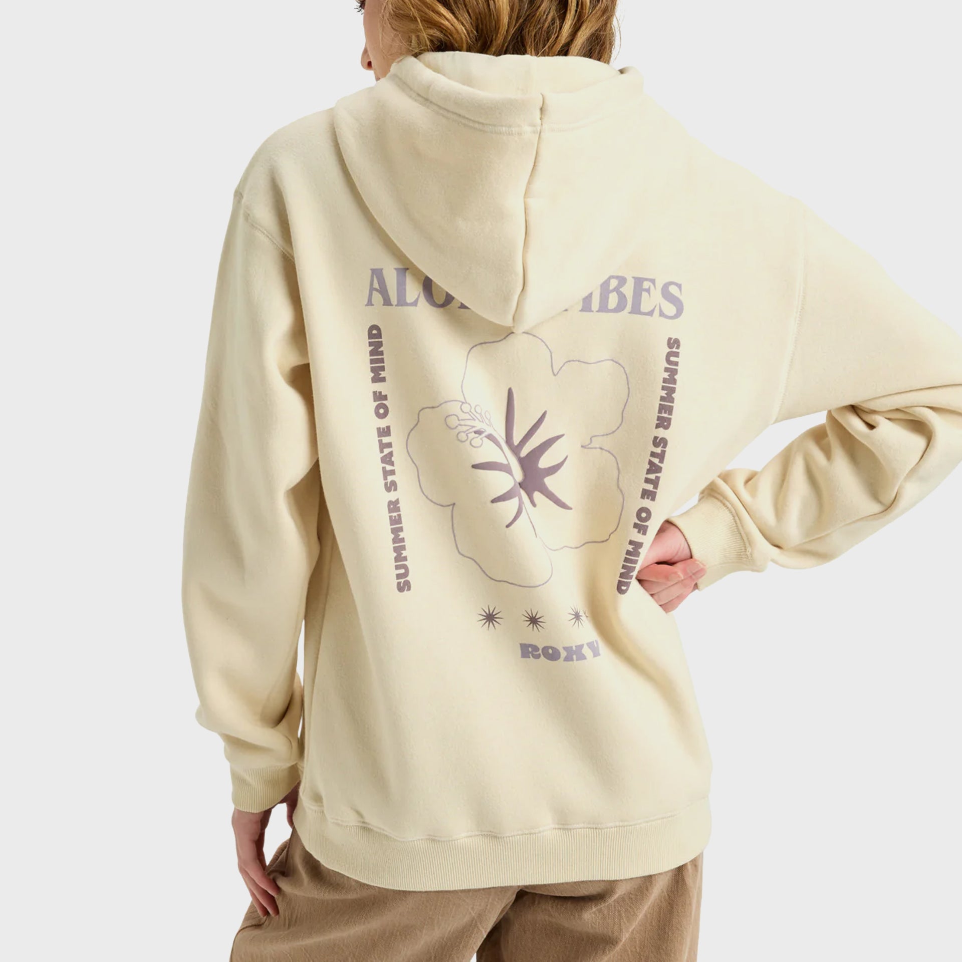 Roxy Womens Surf Stoked Brushed VT Hoodie - Parchment