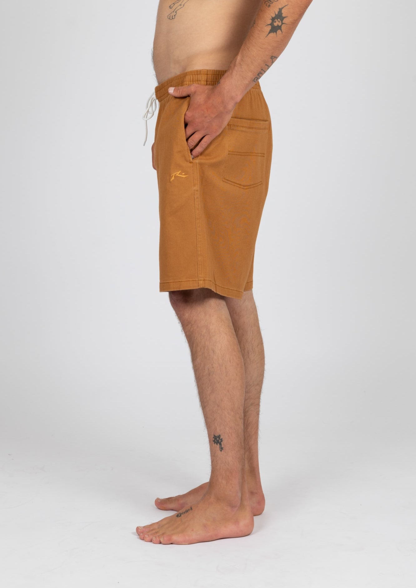 Rusty Mens Manilla Elastic Shorts - Camel