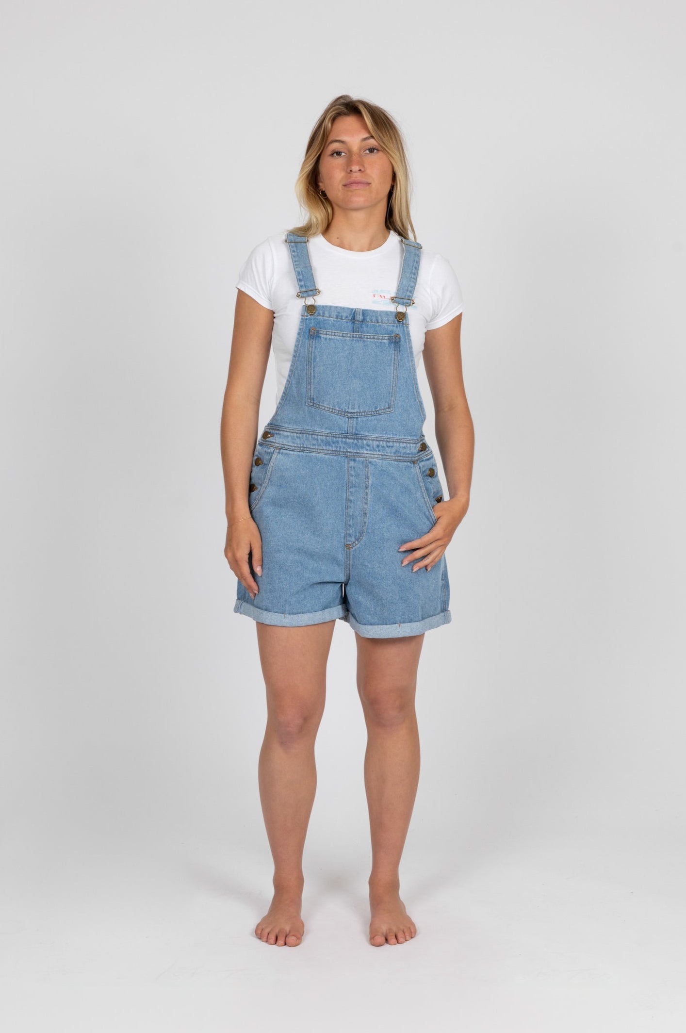 Rusty Womens Ace Denim Overall Shorts - Sea Blue