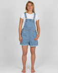 Rusty Womens Ace Denim Overall Shorts - Sea Blue