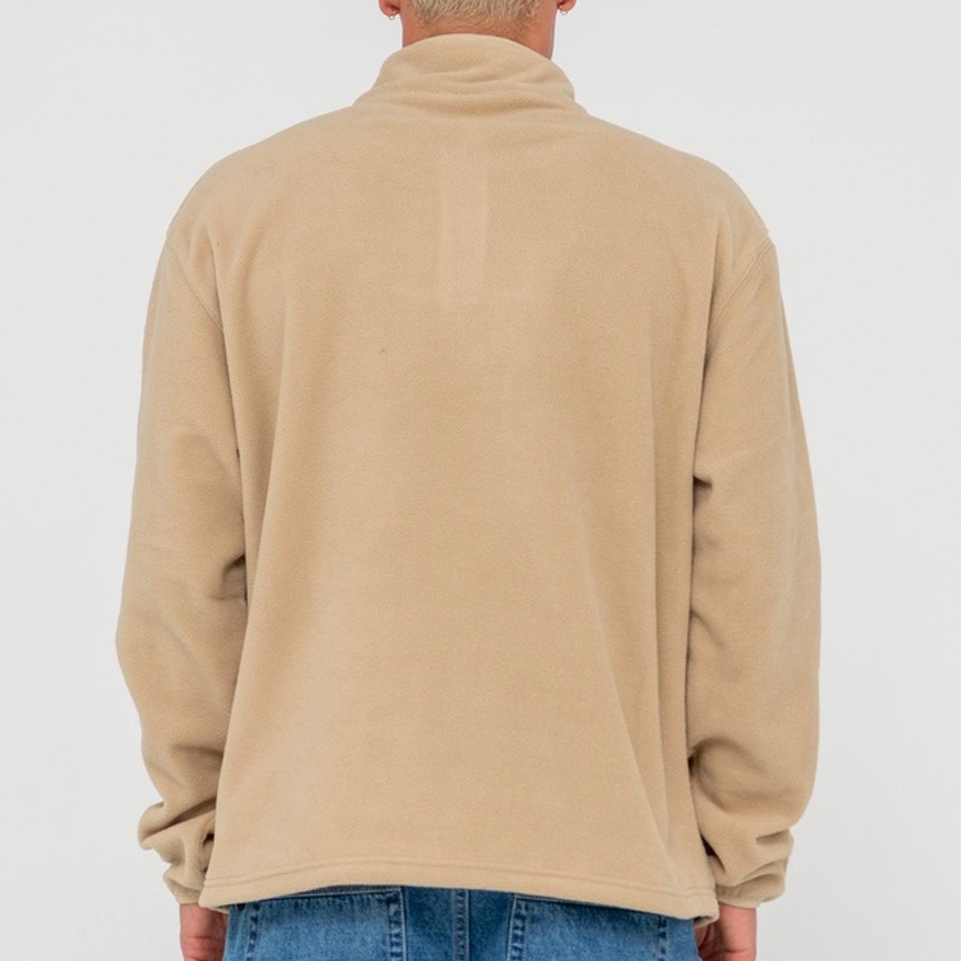 Rusty Core Division Polar Fleece Quarter Zip - Abbey Stone - ManGo Surfing