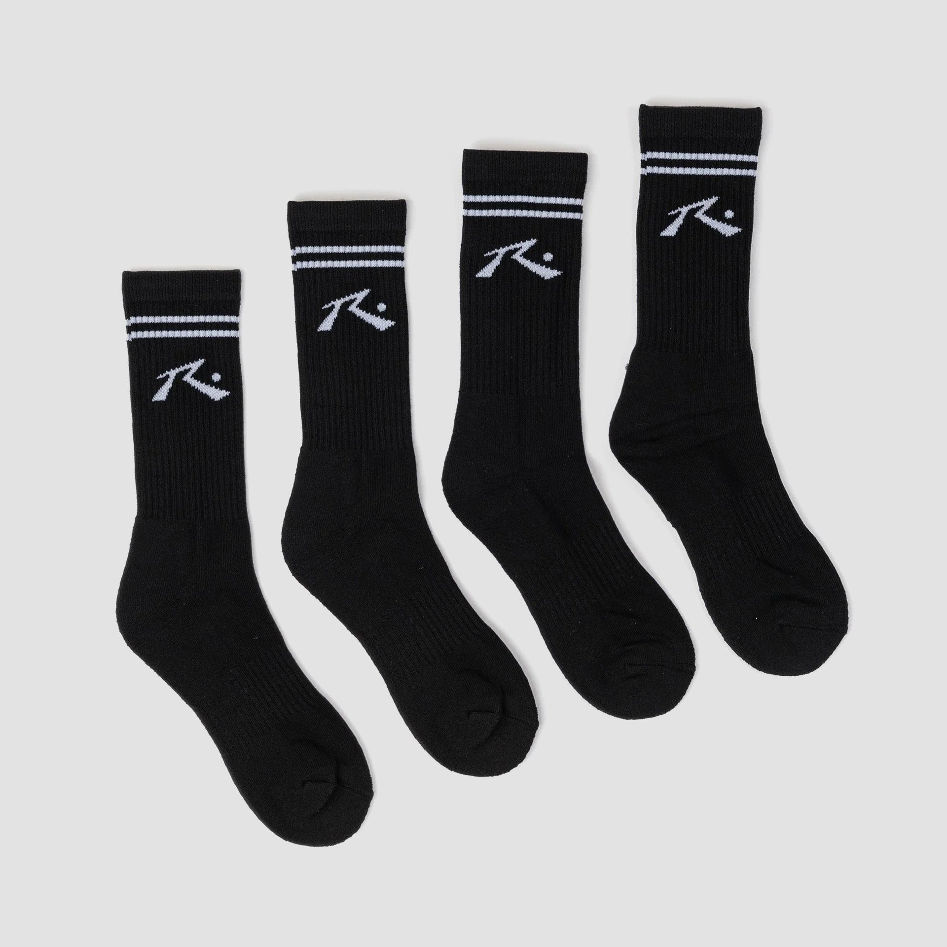 Rusty Mens Comp Mid Calf Socks (4 Pack) - Black - ManGo Surfing