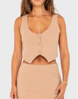 Rusty Womens Sicily Cropped Vest - Oatmilk