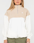 Rusty Womens Tonal Division Half Zip Polar Fleece - Oatmilk
