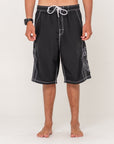 Rusty Tombstones Hybrid Waist Boardshorts - Black