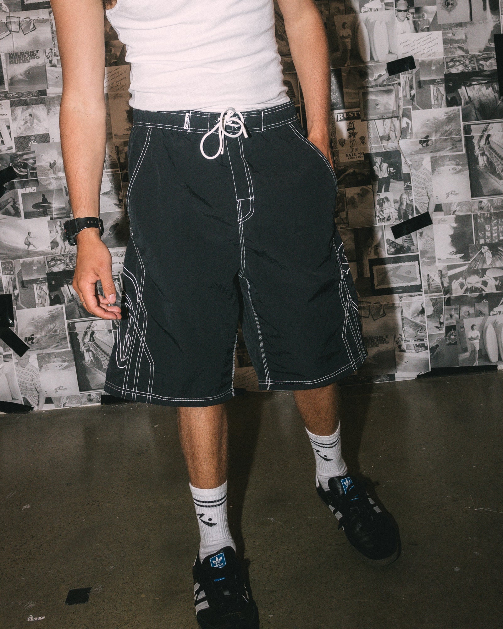 Rusty Tombstones Hybrid Waist Boardshorts - Black