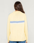Rusty Womens White Lines Long Sleeve Crew Neck Knit - Pale Banana/Retro Blue