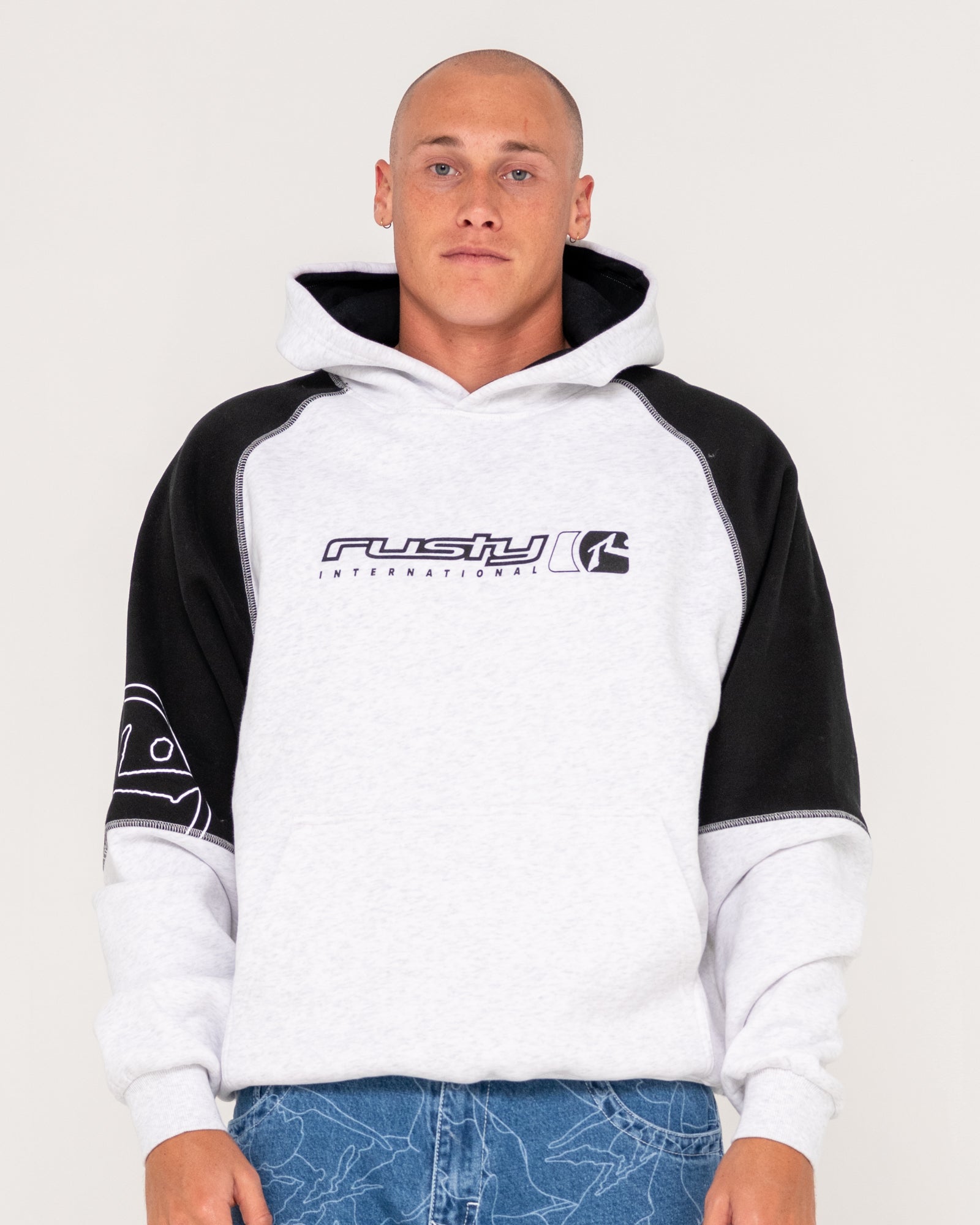 Rusty Incognito Hooded Fleece - Ecru Marle