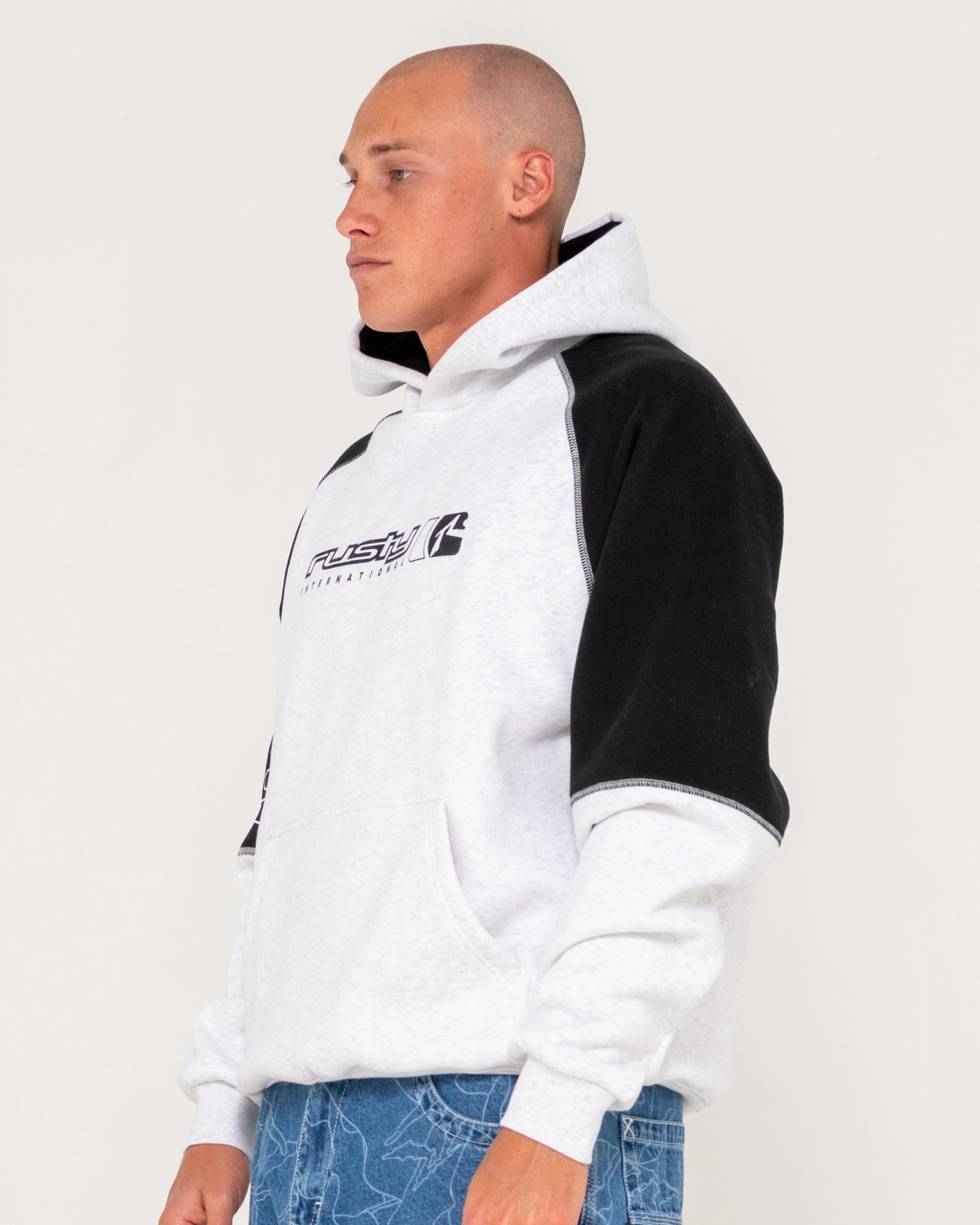 Rusty Incognito Hooded Fleece - Ecru Marle