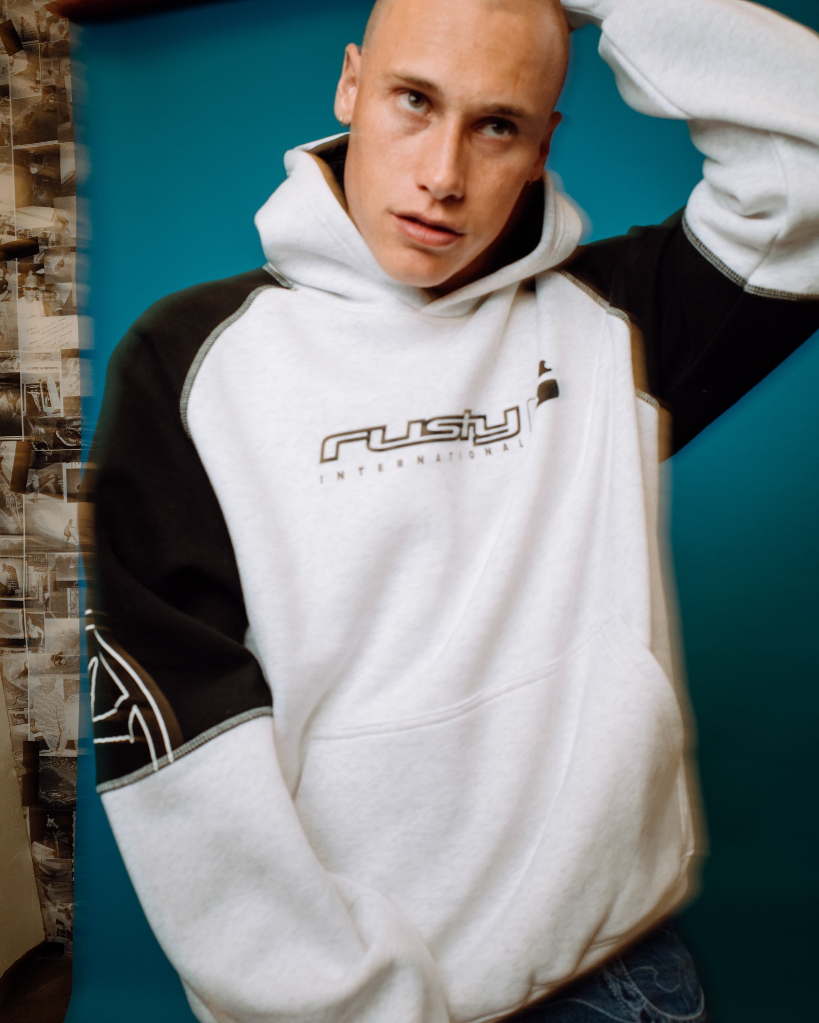 Rusty Incognito Hooded Fleece - Ecru Marle