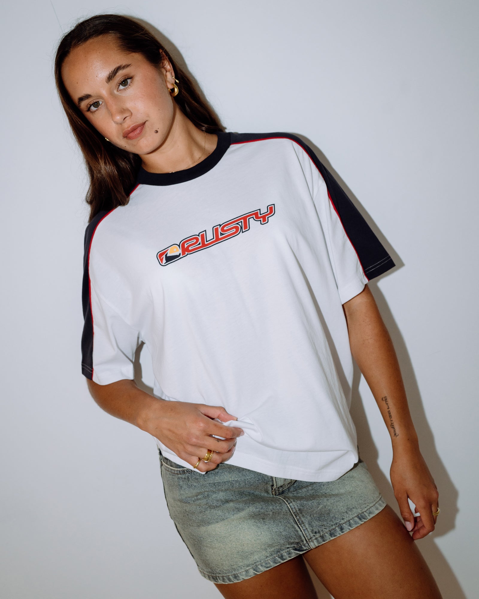 Rusty Womens Archived Shooter Oversize T-Shirt - White