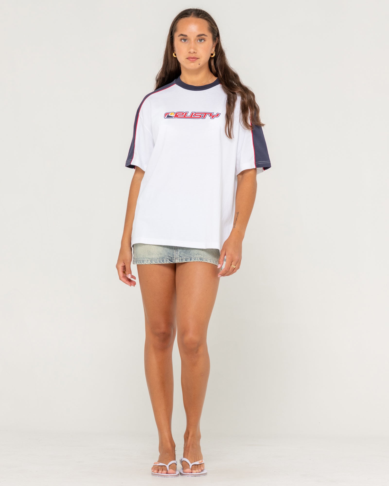 Rusty Womens Archived Shooter Oversize T-Shirt - White