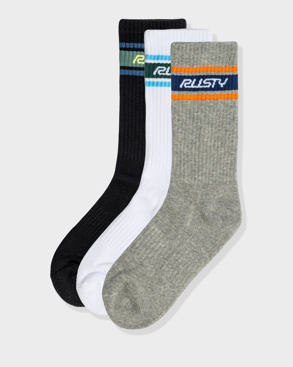Rusty Pit Crew Mid Calf Socks (3 Pack) - Multi