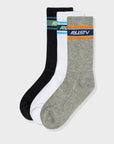 Rusty Pit Crew Mid Calf Socks (3 Pack) - Multi
